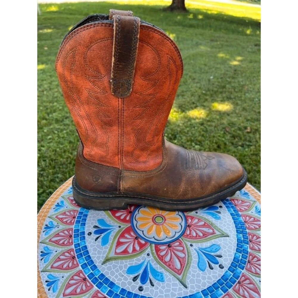 Ariat Brown Coral Leather Western Work Boots Men’s 9.5 EE Wide